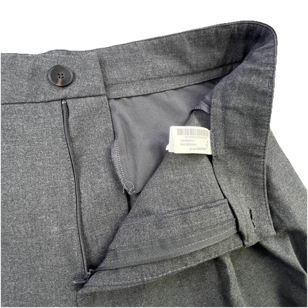 Zara Pants Women's Size Large Gray Wide Leg Pleated High Rise Trouser Dress - Picture 5 of 14